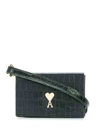 Shop Ami Alexandre Mattiussi Mini Leather Box Bag In Green