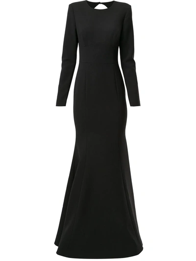 Shop Rebecca Vallance Long Sleeved Gown In Black