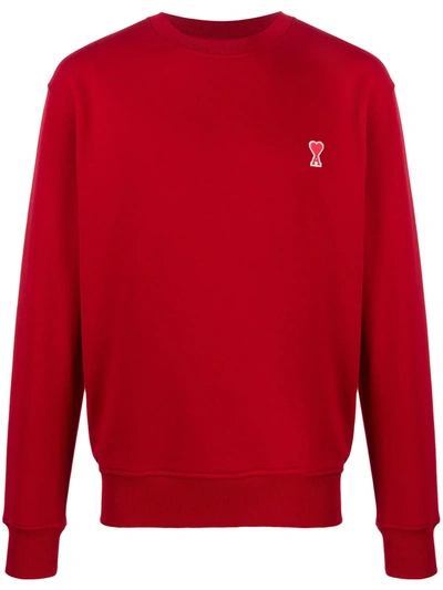 Shop Ami Alexandre Mattiussi Ami De Cœur Sweatshirt In Red
