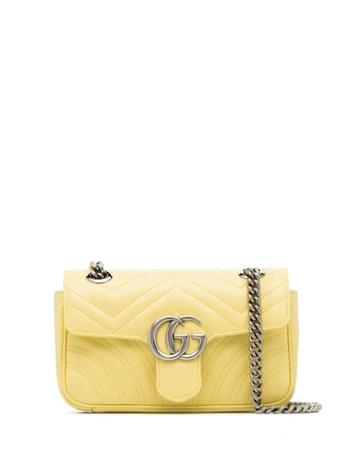 Shop Gucci Small Gg Marmont Leather Shoulder Bag In Yellow