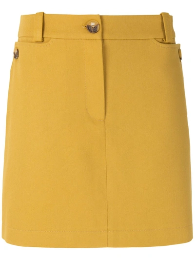 Shop Egrey Cotton Straight Skirt In Yellow
