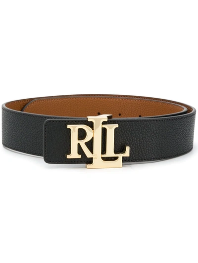Shop Lauren Ralph Lauren Reversible Logo Belt In Black
