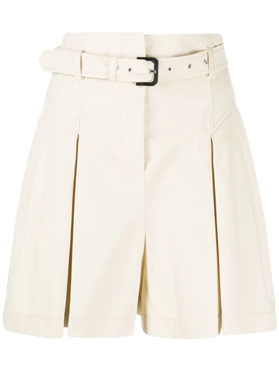 Shop Alberta Ferretti Belted-waist Pleated Shorts In Neutrals