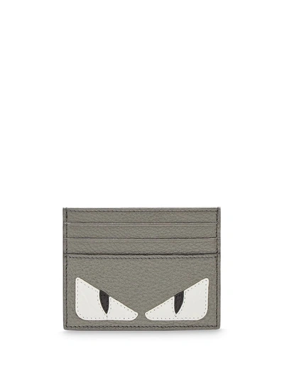 Shop Fendi Angry Eyes Cardholder In Grey