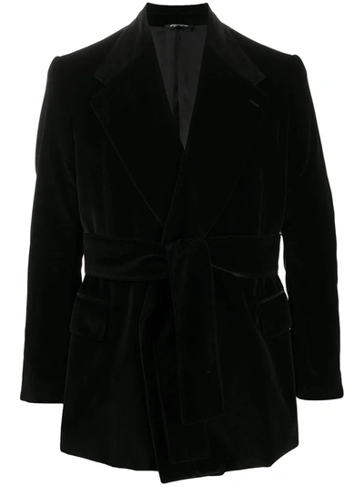 Shop Dolce & Gabbana Notch-lapel Tie-waist Jacket In Black