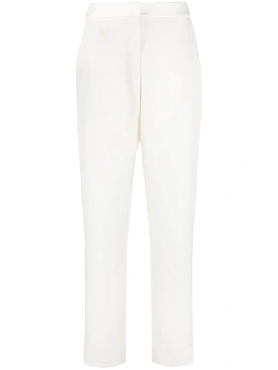 Shop Balmain High-waisted Straight-leg Trousers In White