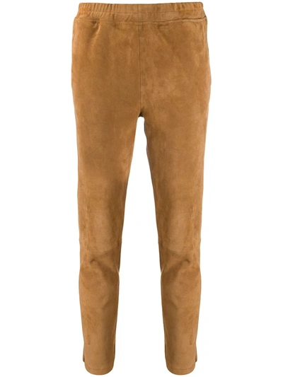 Shop Arma Suede Skinny-fit Trousers In Brown