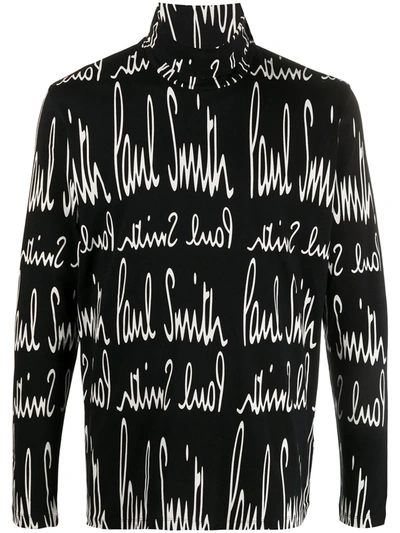 Shop Paul Smith Long Sleeve Distorted Logo Sweater In Black