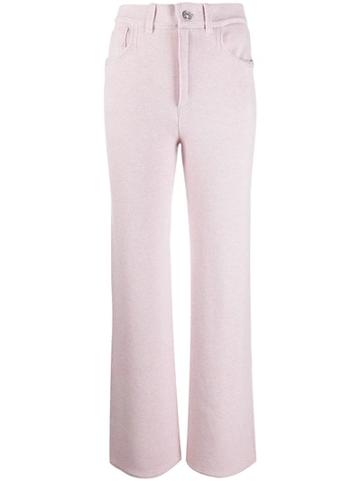 Shop Barrie High-waisted Cashmere-blend Trousers In Pink