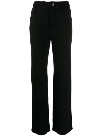 Shop Barrie High-waisted Knitted Trousers In Black