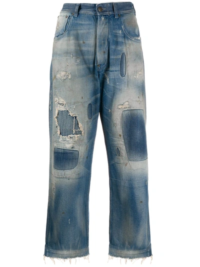 Shop Maison Margiela Distressed Effect Denim Jeans In Blue