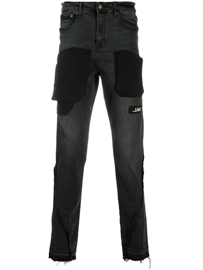 Shop Val Kristopher Patch-detail Slim Fit Jeans In Black