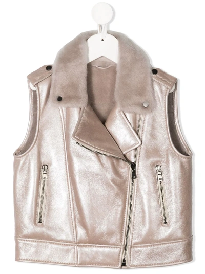 Shop Brunello Cucinelli Fur Collar Waistcoat In Neutrals