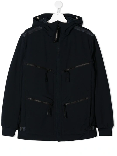 Shop C.p. Company Hooded Rain Jacket In Blue