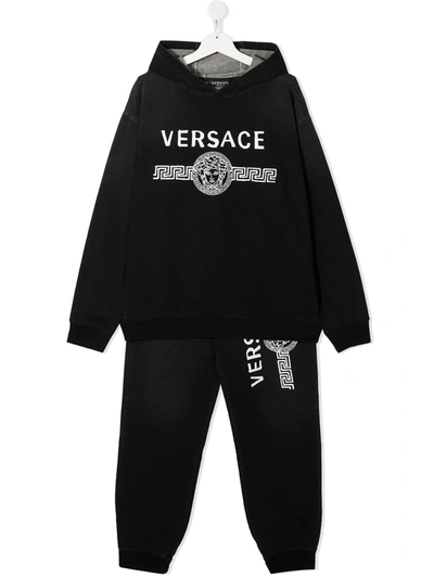 Shop Young Versace Teen Two-piece Tracksuit In Black