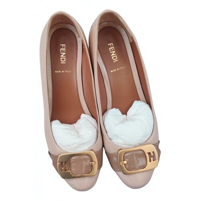 Pre-owned Fendi Beige Patent Leather Ballet Flats