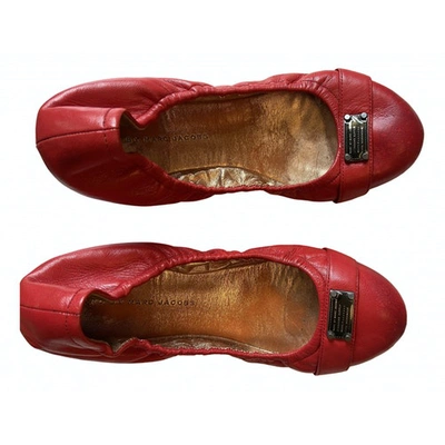 Pre-owned Marc By Marc Jacobs Red Leather Ballet Flats