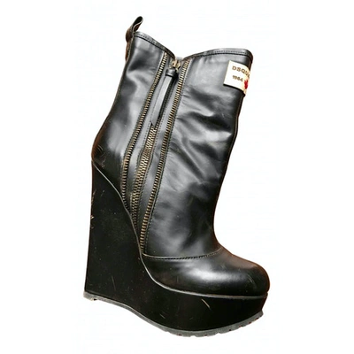 Pre-owned Dsquared2 Leather Ankle Boots In Black