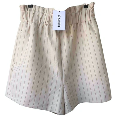 Pre-owned Ganni Ecru Polyester Shorts