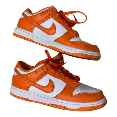 Pre-owned Nike Sb Dunk  Orange Leather Trainers
