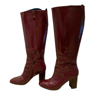 Pre-owned Tommy Hilfiger Burgundy Patent Leather Boots