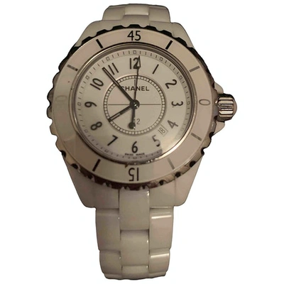 Pre-owned Chanel J12 Quartz White Ceramic Watch