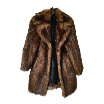 Pre-owned Topshop Faux Fur Coat In Brown