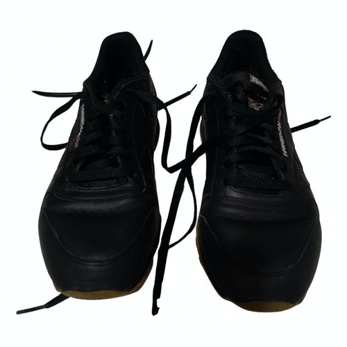 reebok black leather trainers