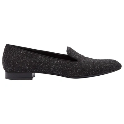 Pre-owned Saint Laurent Black Glitter Flats