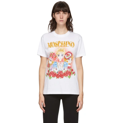 Shop Moschino White Anime T-shirt In J1001 White