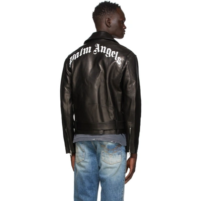 Shop Palm Angels Black Logo Biker Jacket In Black/white