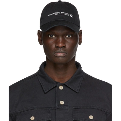 Shop Palm Angels Black  Airlines Cap In Black/white