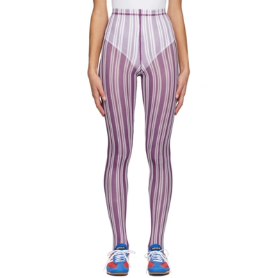 Shop Chopova Lowena Purple Striped Leggings