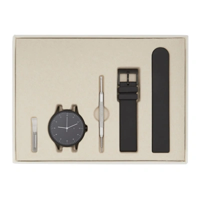 Shop Instrmnt Gunmetal And Black Rubber Everyday Watch In Black/black
