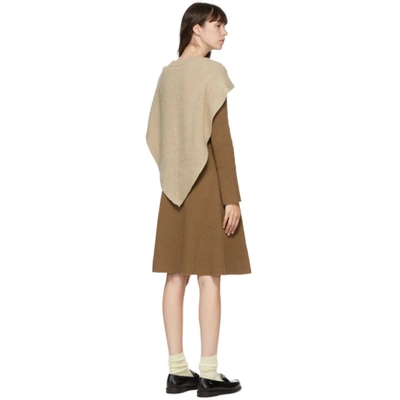 Shop Jw Anderson Tan Cape V-neck Mid-length Dress In 640 Tan