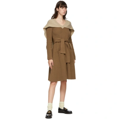 Shop Jw Anderson Tan Cape V-neck Mid-length Dress In 640 Tan