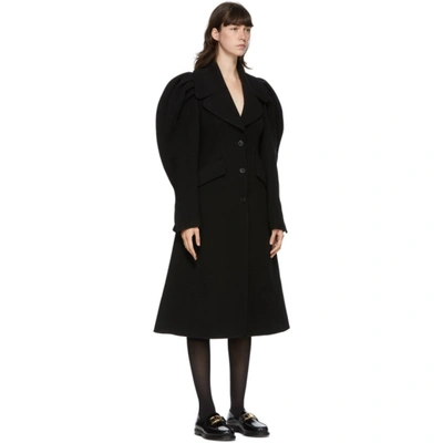 Shop Jw Anderson Black Shoulder Pleat Coat In 999 Black