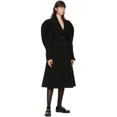 Shop Jw Anderson Black Shoulder Pleat Coat In 999 Black