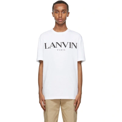 Shop Lanvin White Logo T-shirt In 01 Optic Wh