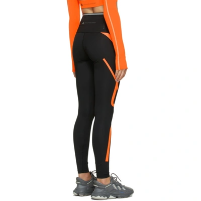Shop Adidas By Stella Mccartney Black And Orange Truepace Long Tights