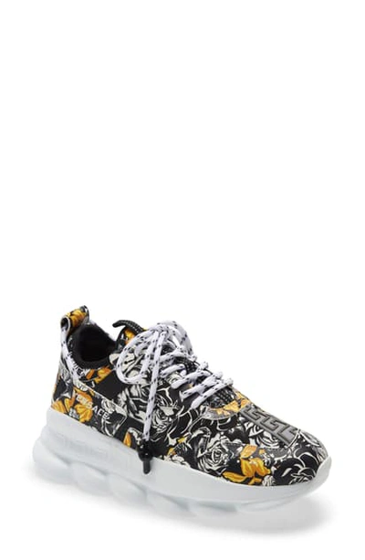 Shop Versace Chain Reaction Sneaker In White/ Black/ Gold