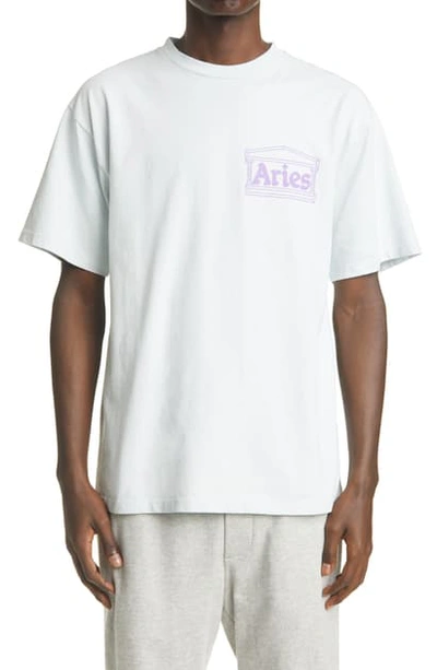 Shop Aries Hands Off Temple Logo Cotton Graphic Tee In White