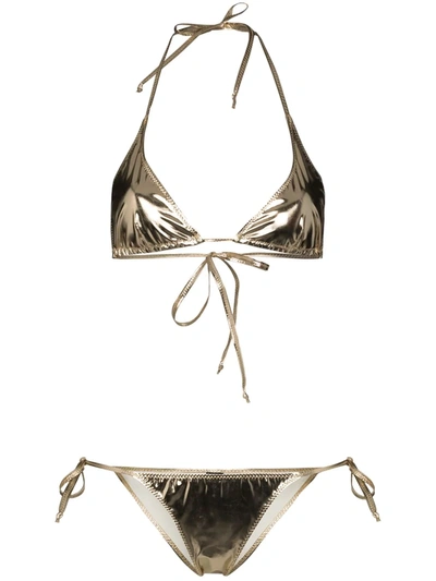 Shop Lisa Marie Fernandez Pamela Triangle Bikini In Gold