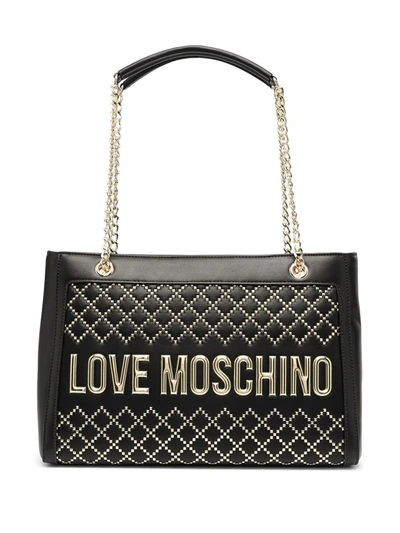 Shop Love Moschino Rectangular Studded Bag In Black