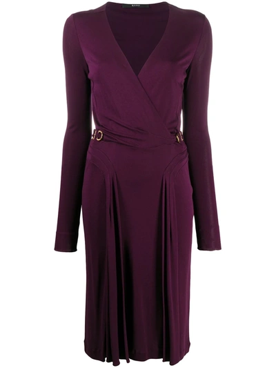 Pre-owned Gucci Wrap Knee-length Dress In Purple