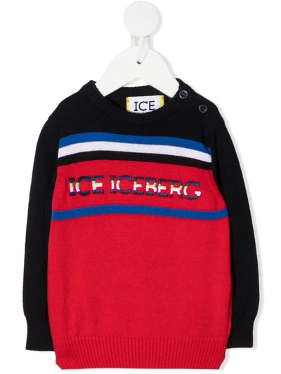 Shop Iceberg Embroidered Logo Knit Jumper In 红色