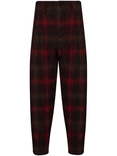 Shop Nicholas Daley Check Pattern Relaxed Fit Trousers In Red