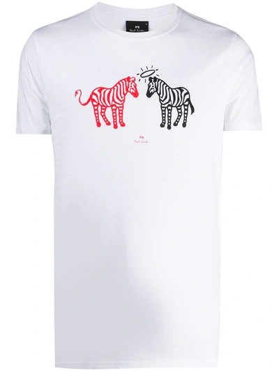 Shop Ps By Paul Smith Zebra Print T-shirt In White