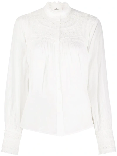 Shop Ba&sh Leaf Embroidered Cotton Shirt In White