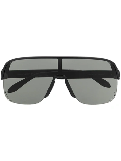 Shop Alexander Mcqueen Visor-frame Sunglasses In Black